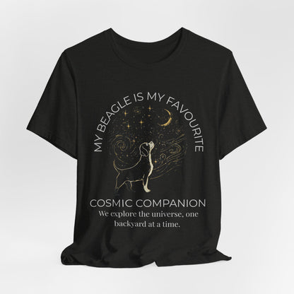 Beagle Cosmic Companion T-Shirt flat lay