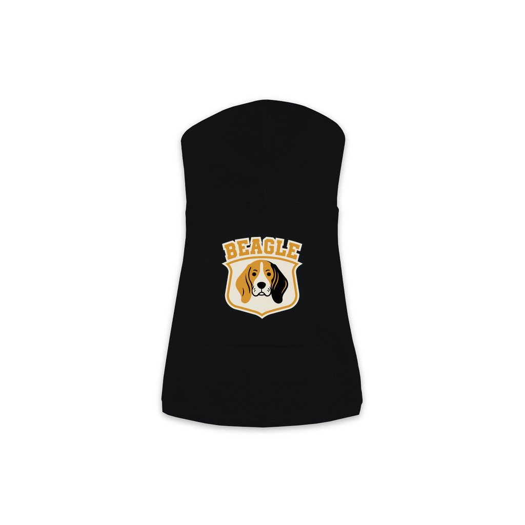 Beagle dog hoodie in black, sizes XS to M