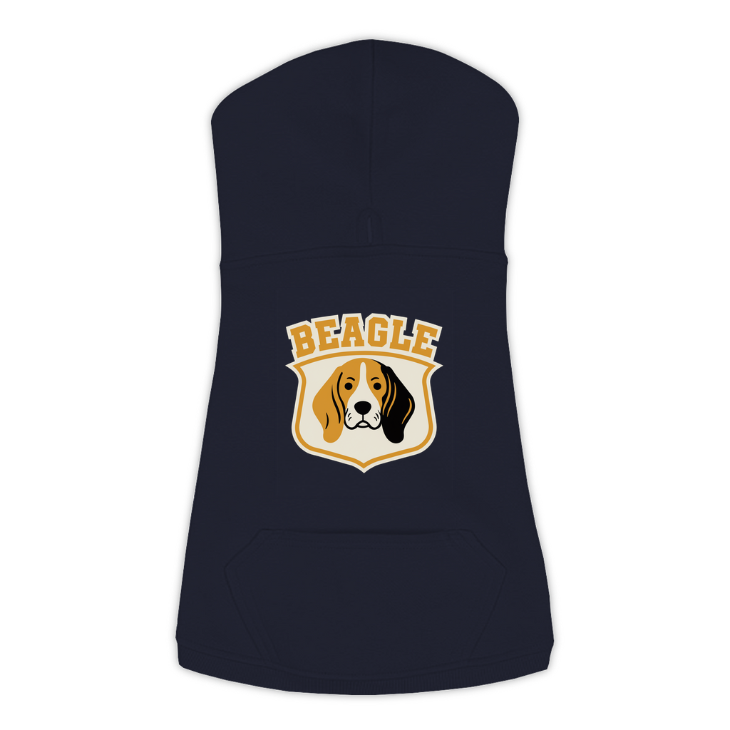 Beagle funny dog hoodie in navy, sizes L to 3XL