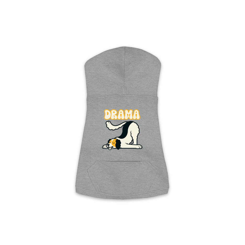Beagle Drama dog hoodie in Granite Heather, sizes XS-M