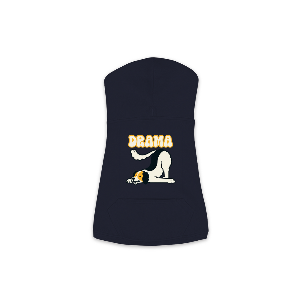 Beagle Drama dog hoodie in Navy, sizes XS-M