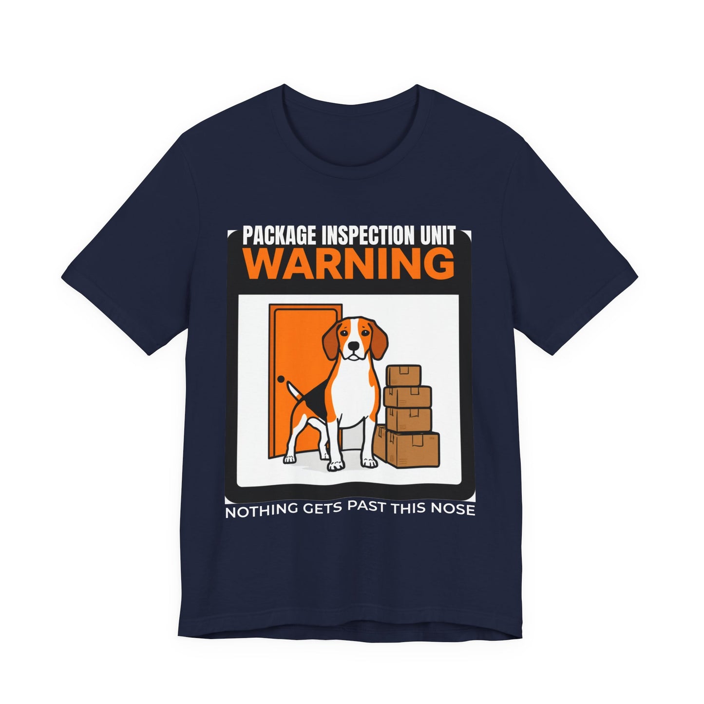 Beagle Package Inspection Unit t-shirt, additional colourway close-up