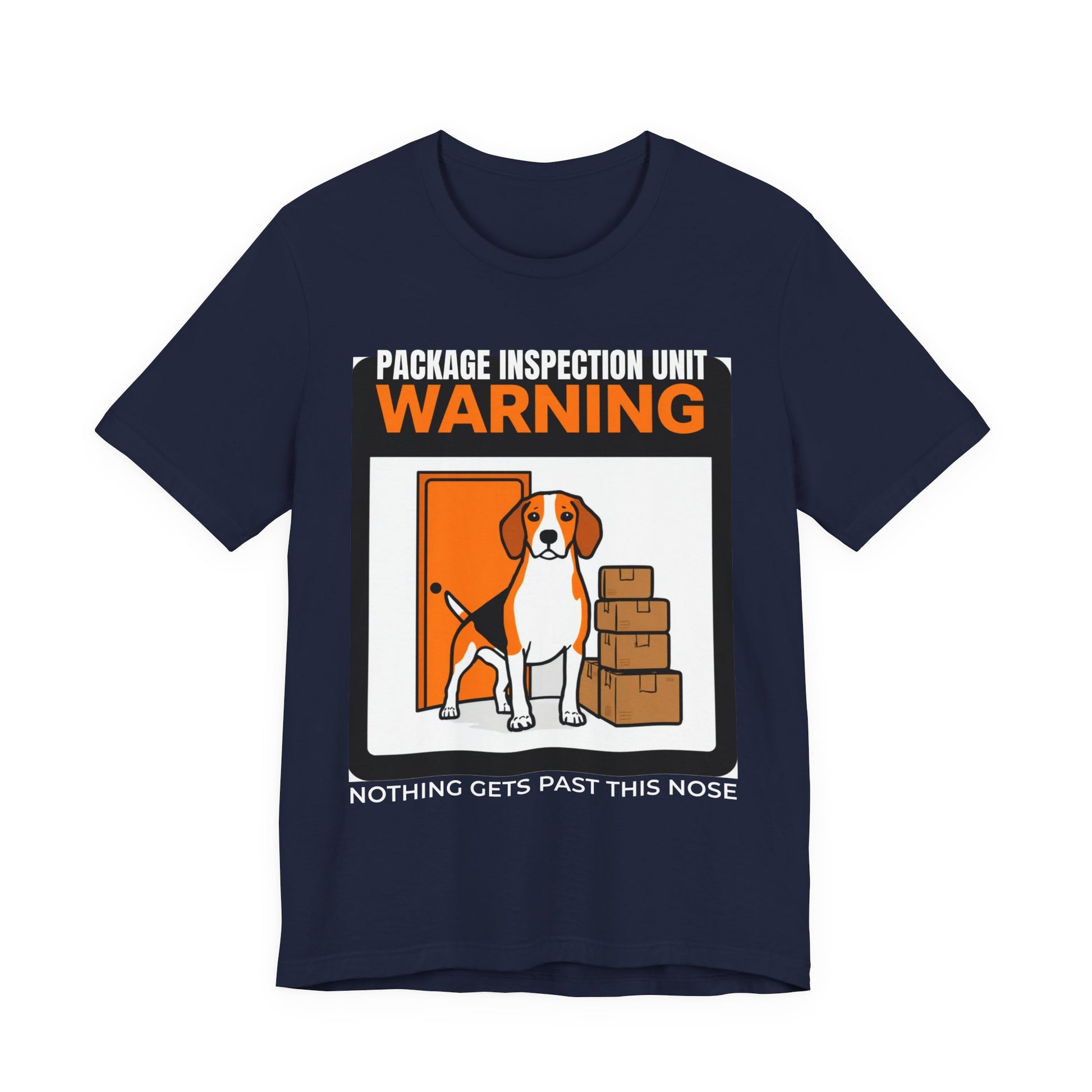 Beagle Package Inspection Unit t-shirt, additional colourway close-up