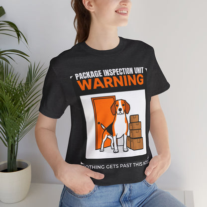 Beagle Package Inspection Unit t-shirt, front view, Navy