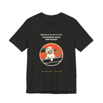 Beagle Road Trip Buddy t-shirt — funny Beagle travel tee on Bella+Canvas 3001, view 12