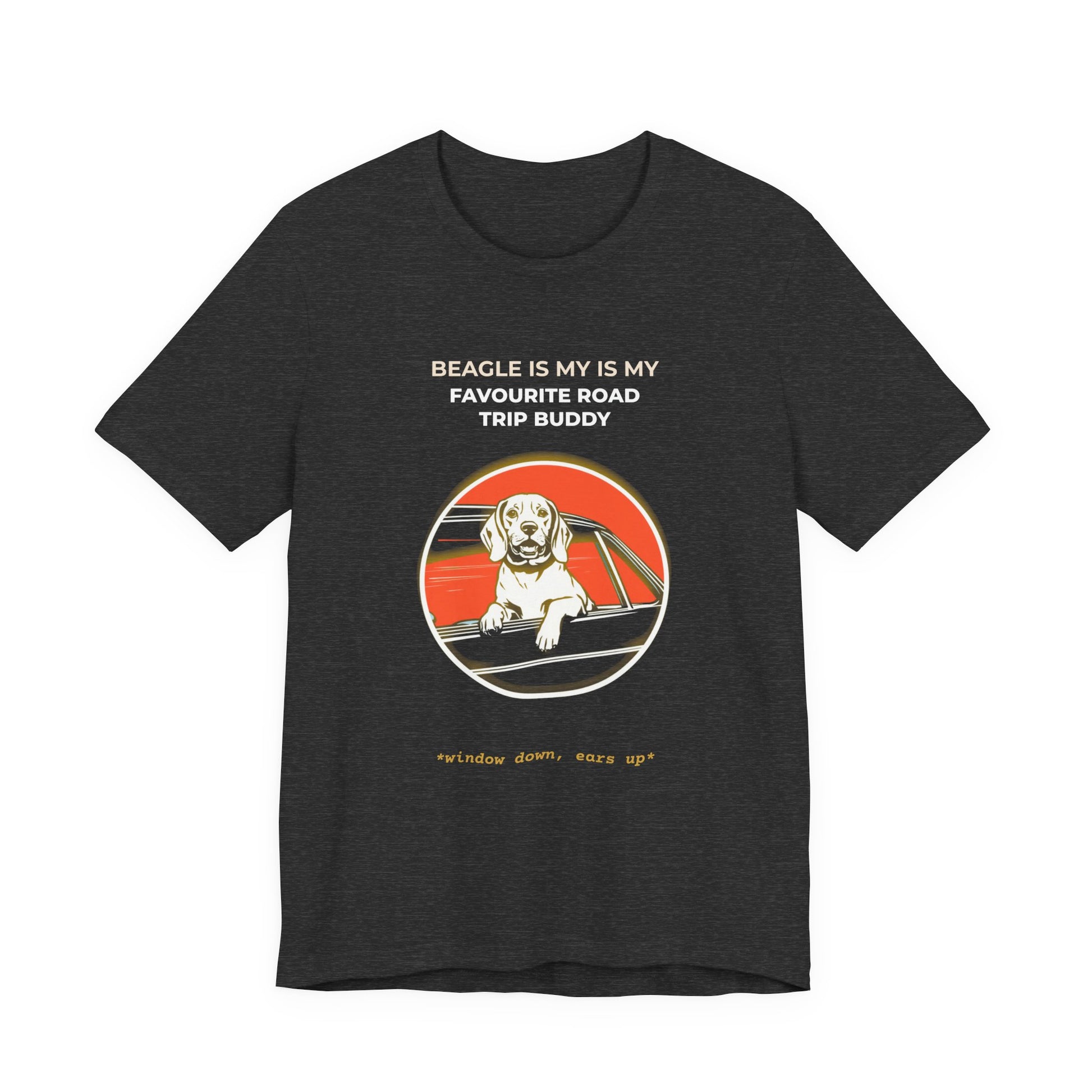 Beagle Road Trip Buddy t-shirt — funny Beagle travel tee on Bella+Canvas 3001, view 18