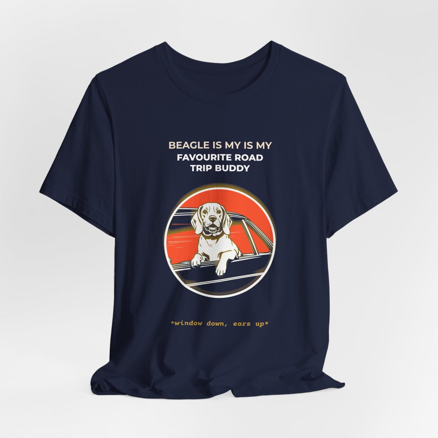 Beagle Road Trip Buddy t-shirt — funny Beagle travel tee on Bella+Canvas 3001, view 27