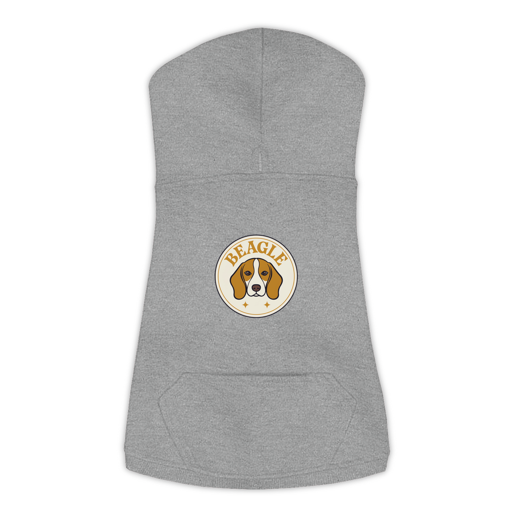 Beagle dog hoodie in Granite Heather — vintage roundel badge print on cosy fleece pullover