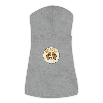 Beagle dog hoodie in Granite Heather — vintage roundel badge print on cosy fleece pullover