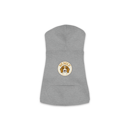 Beagle dog hoodie in Granite Heather — vintage roundel badge print on cosy fleece pullover