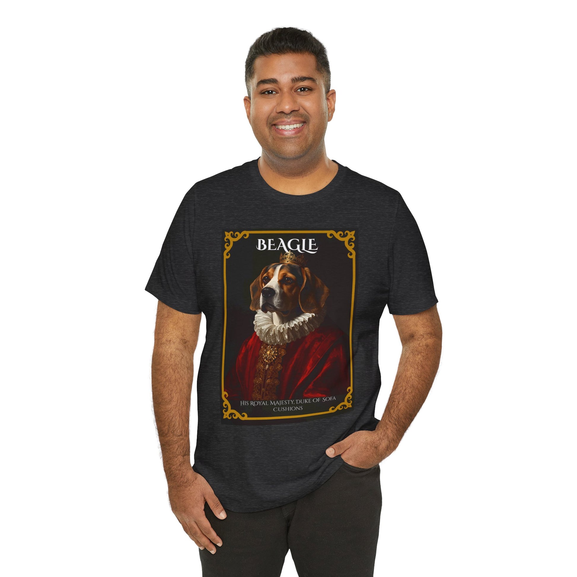 Black Heather colourway of the Beagle Royal Portrait t-shirt