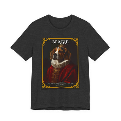 Dark Grey Heather colourway of the Beagle Royal Portrait t-shirt