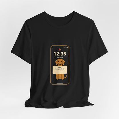 Beagle Status Busy t-shirt print detail, alternate angle