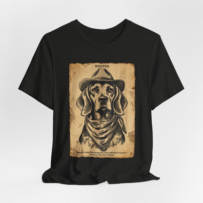 Beagle Wanted Outlaw t-shirt back view black heather