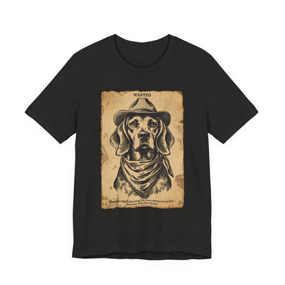 Beagle Wanted Outlaw t-shirt front view black heather