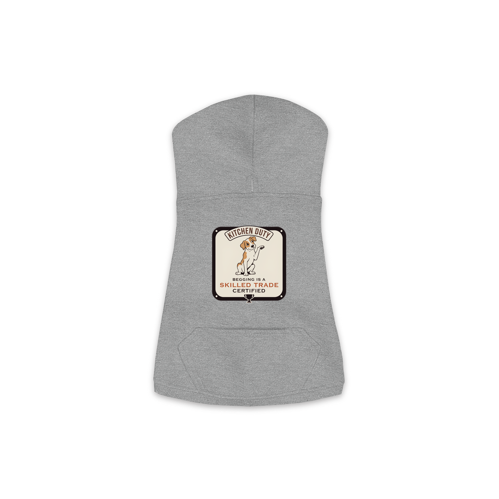 Begging Is A Skilled Trade Dog Hoodie - Granite Heather Grey - XS to M