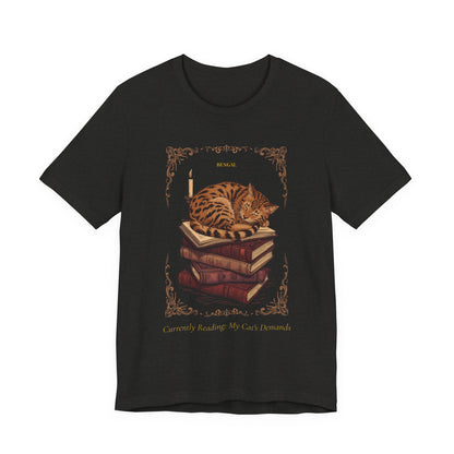 Model wearing the Bengal Cat tee, front pose