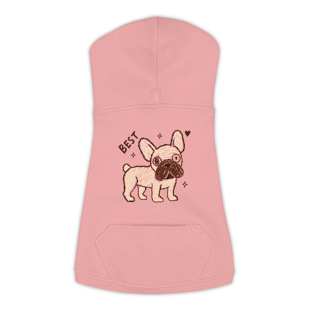 Best Frenchie funny dog hoodie in mauvelous pink, sizes L to 3XL