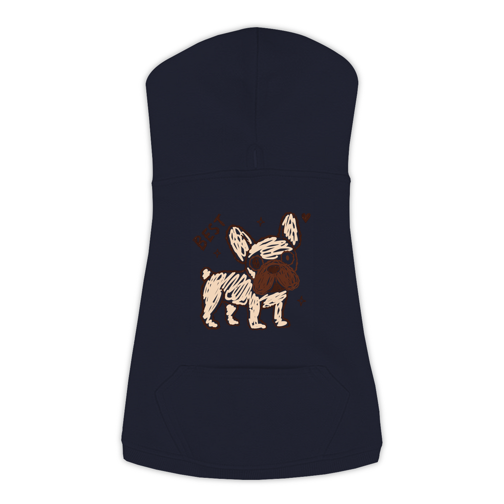 Best Frenchie funny dog hoodie in navy, sizes L to 3XL