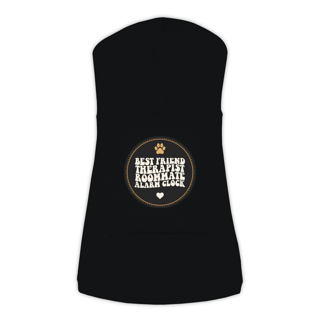 Best Friend Therapist Roommate Dog Hoodie in Black, sizes L to 3XL