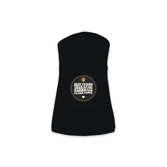 Best Friend Therapist Roommate Dog Hoodie in Black, sizes XS to M