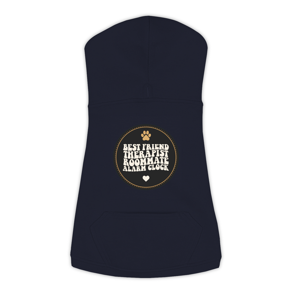 Best Friend Therapist Roommate Dog Hoodie in Navy, sizes L to 3XL