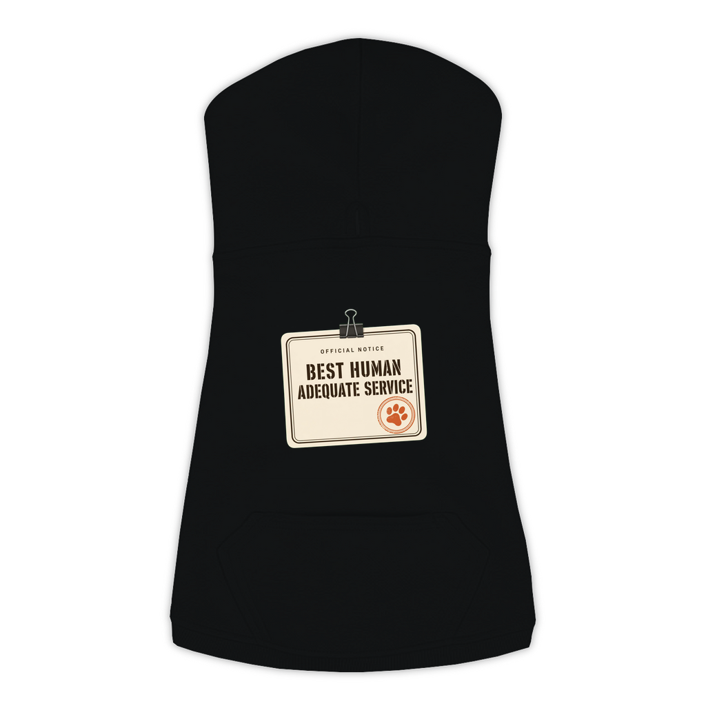 Best Human Adequate Service funny dog hoodie in black, sizes L to 3XL