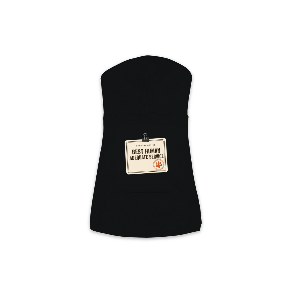 Best Human Adequate Service dog hoodie in black, sizes XS to M