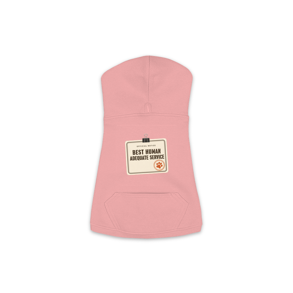 Best Human Adequate Service dog hoodie in mauvelous pink, sizes XS to M