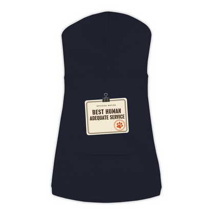 Best Human Adequate Service funny dog hoodie in navy, sizes L to 3XL