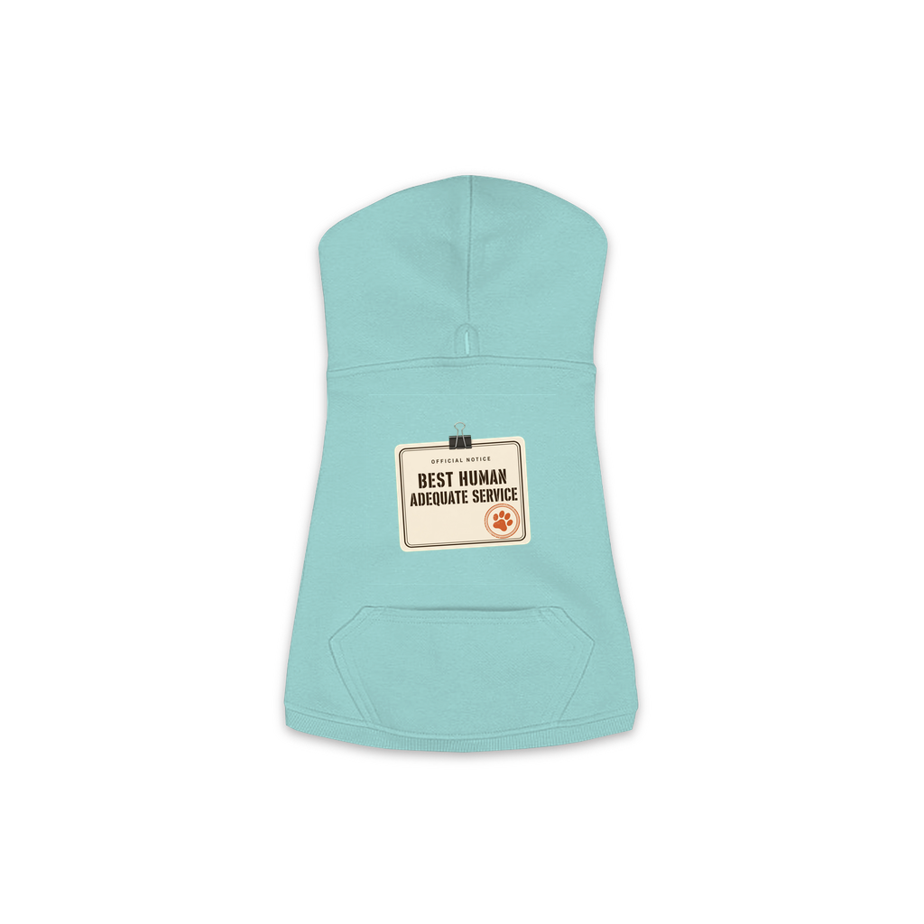Best Human Adequate Service dog hoodie in saltwater blue, sizes XS to M