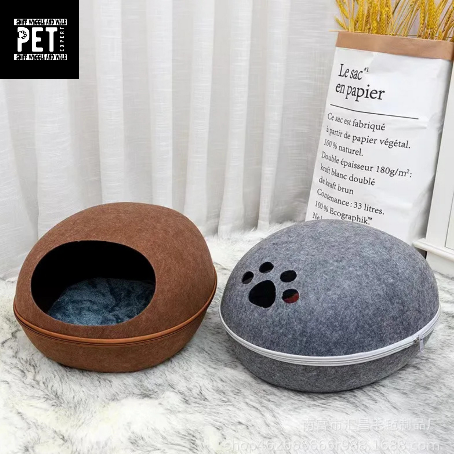 Eggshell Cat Bed - Cozy &amp; Stylish Shelter for Your Feline Friend.Sniffwaggleandwalk™