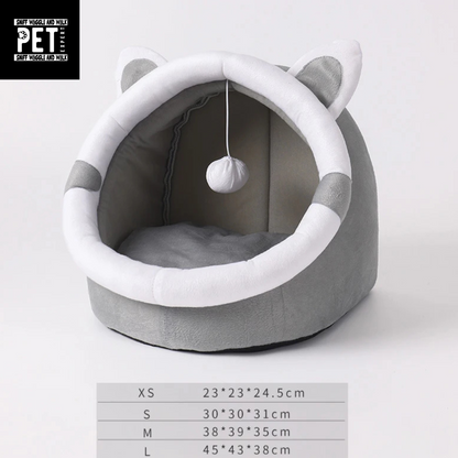 Cozy Cat Head Bed with Playful Dangling Toy | Perfect for Cats! Sniffwaggleandwalk™