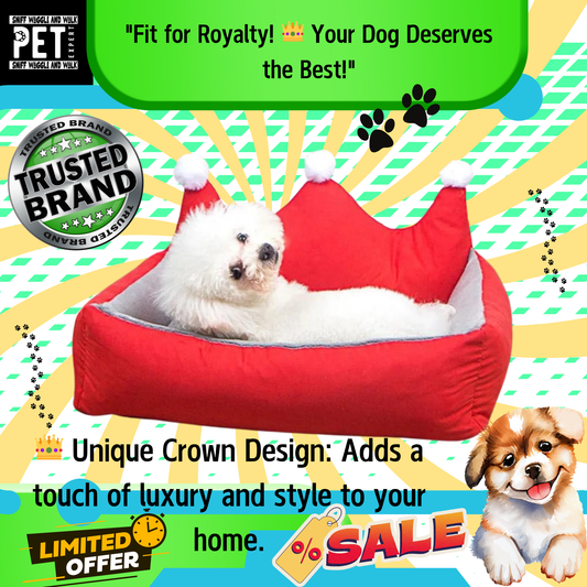 Royal Crown Dog Bed – Luxury Comfort Fit for Your King or Queen! Sniffwaggleandwalk™