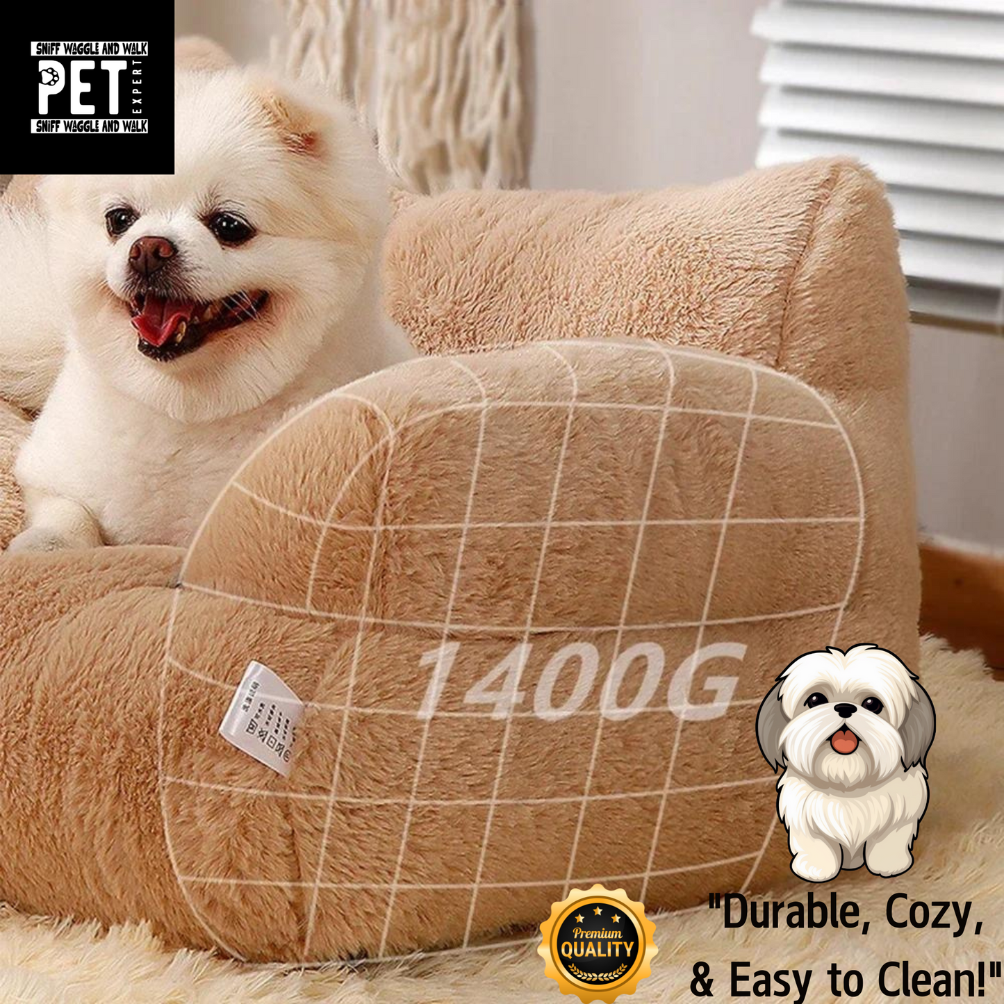 Sofa-Style Pet Bed – Luxury Comfort with a Human Sofa Design for Dogs & Cats.Sniffwaggleandwalk™