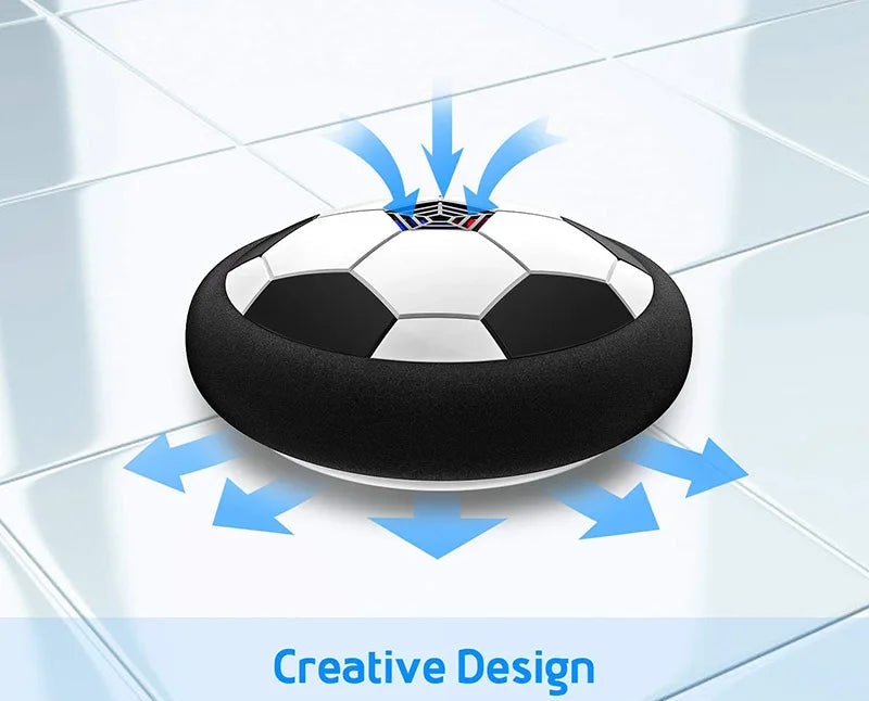 FetchFrenzy™ air hover football showing creative air cushion design diagram