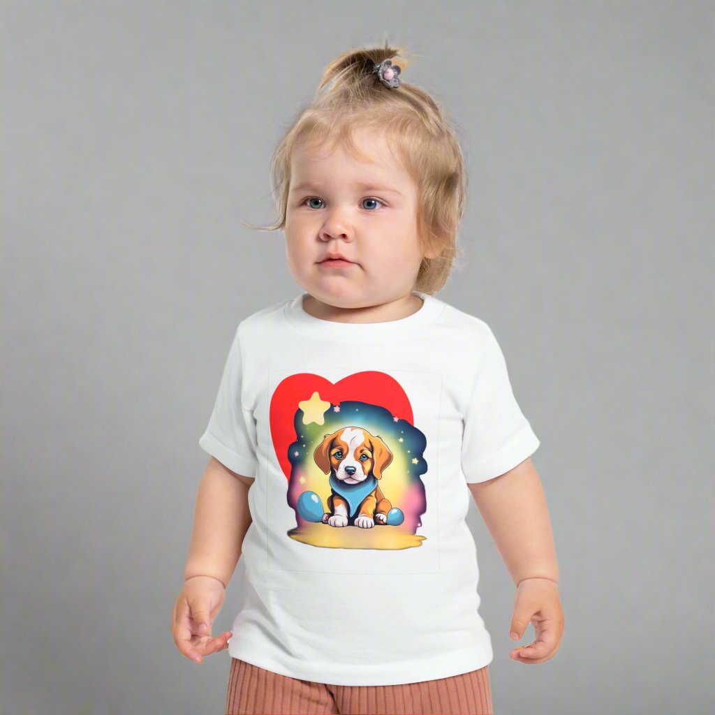 Sunshine Pup baby t-shirt — front view, 100% cotton