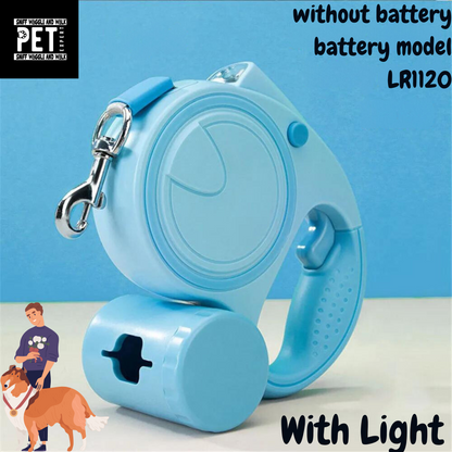 LED-Lighted Dog Leash with Built-in Poo Bag Holder – Illuminate Walks & Stay Prepared!.Sniffwaggleandwalk™