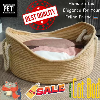 🛏️ Handcrafted Rattan Cat Bed – Cozy, Stylish, and Eco-Friendly! 🐱