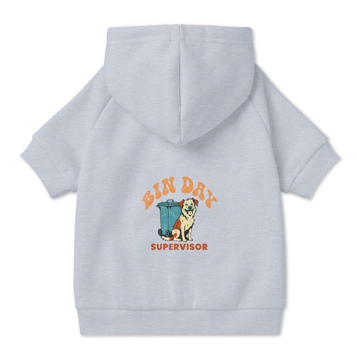 Bin Day Supervisor Dog Hoodie in Grey, back view — SniffWaggleNWalk™