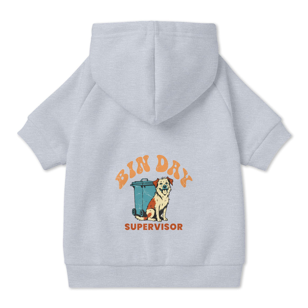Bin Day Supervisor Dog Hoodie in Grey, back view — SniffWaggleNWalk™