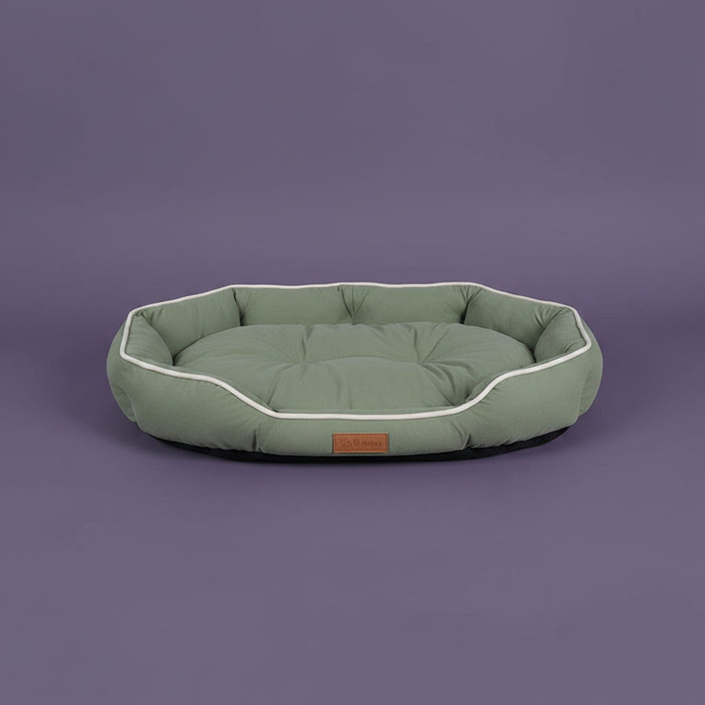 PoshPup VelvetNest deerskin velvet ellipse pet bed in pink — SniffWaggleNWalk