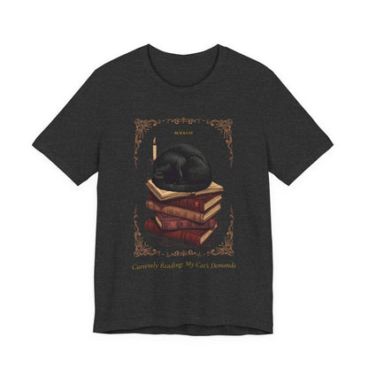 Dark Grey Heather colourway of the Black Cat t-shirt