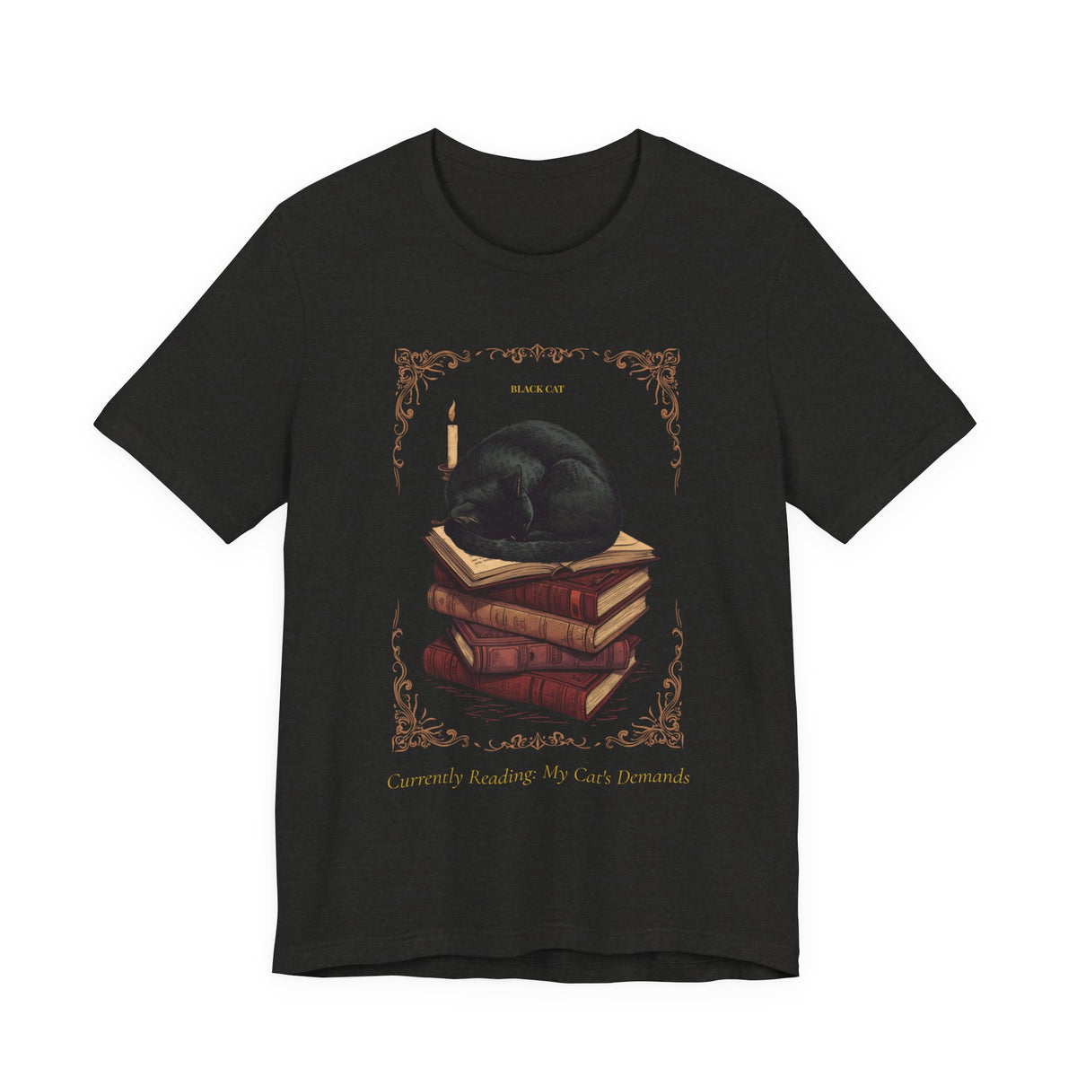 Model wearing the Black Cat tee, front pose