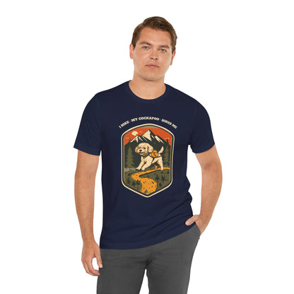 Black cockapoo hiking t-shirt full front design