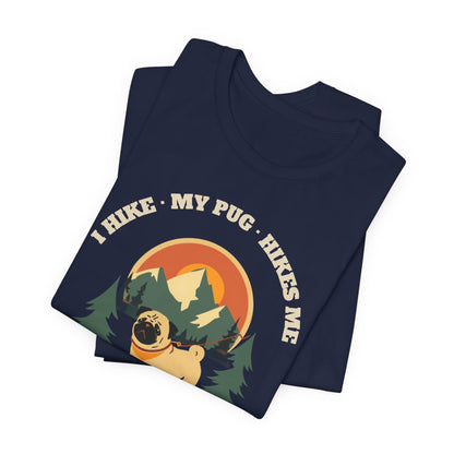 Black heather I Hike My Pug Hikes Me unisex tee
