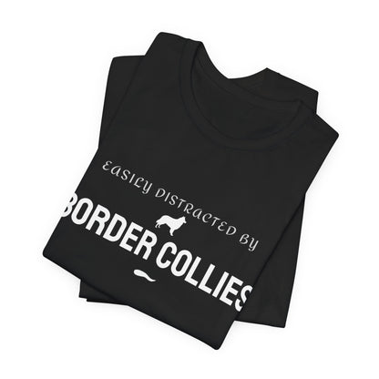 Black unisex Border Collie funny dog t-shirt on a model