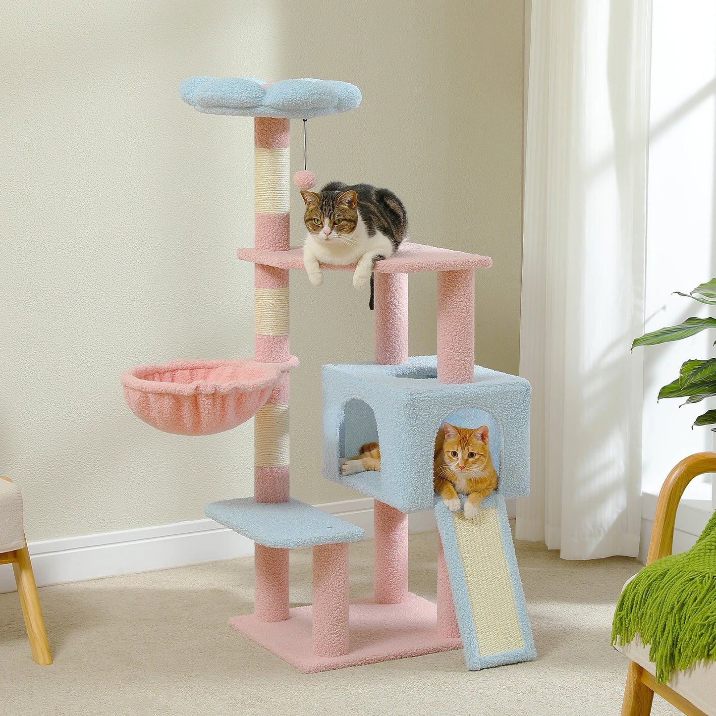 Blue Blossom Haven Cat Bed front view for small cats and kittens.