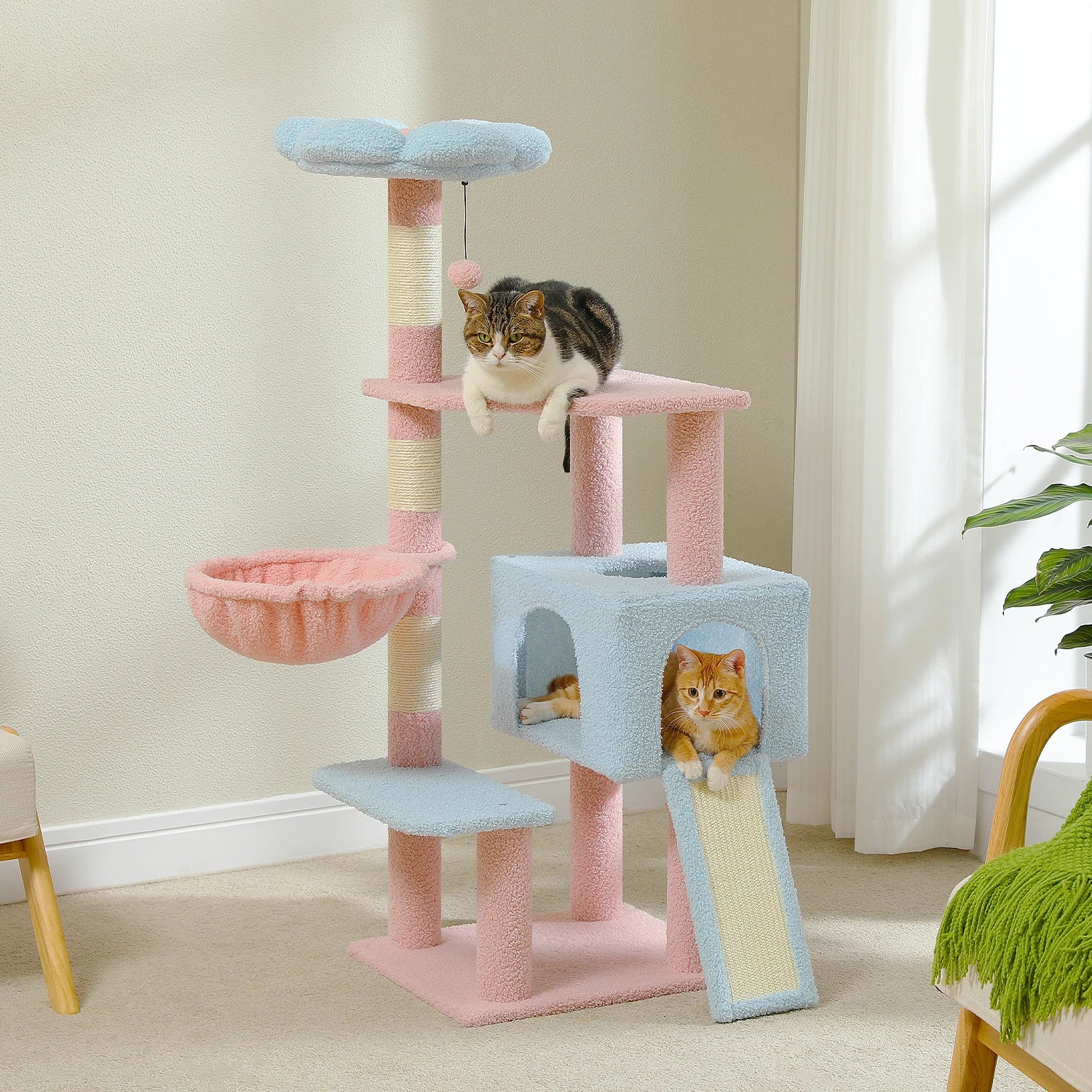 Blue Blossom Haven Cat Bed front view for small cats and kittens.
