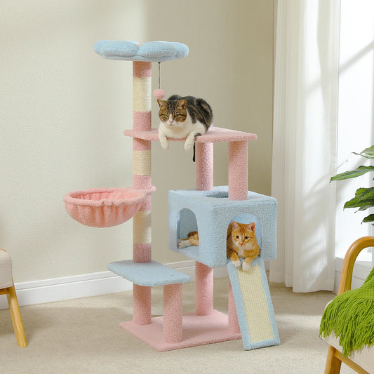 Blue Blossom Haven Cat Bed front view for small cats and kittens.